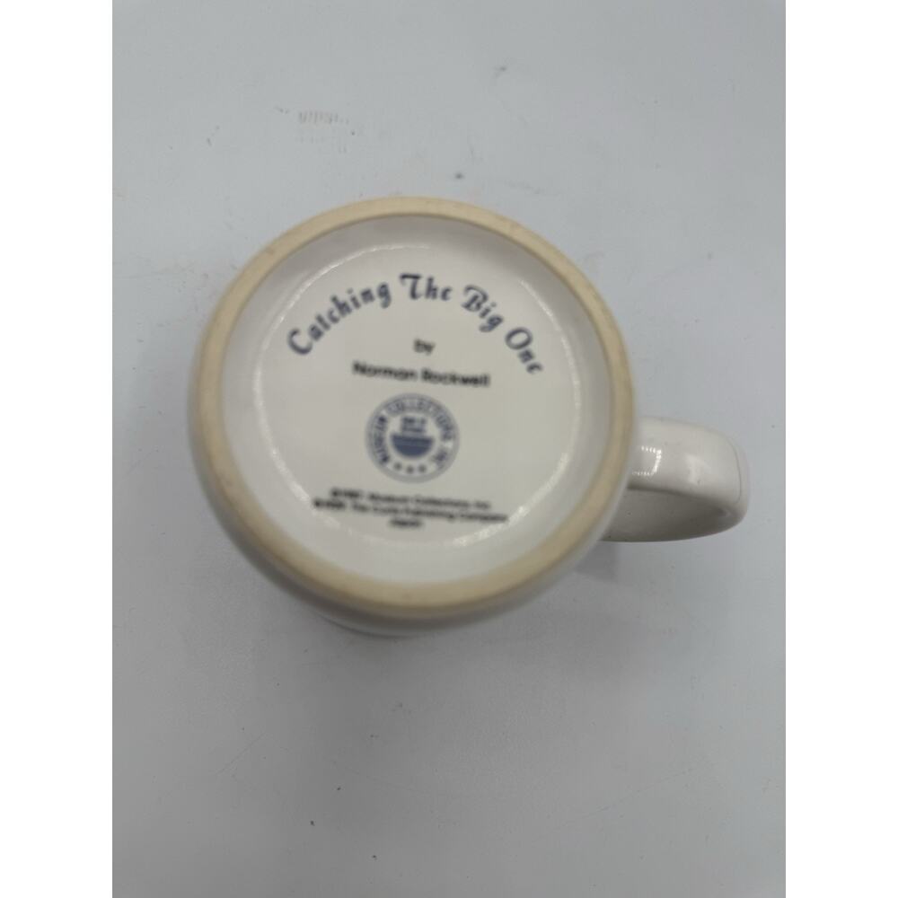 Norman Rockwell Catching the Big One Mug Sakura Fishing Coffee Cup Vintage - Picture 5 of 6